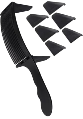 VALICLUD Peignes De Séparation Incurvés Pour Hommes Peigne En Plastique Noir Guide De Coupe Cheveux Courts Et Moustache Adapté Barbier Usage Professionnel Et Domestique