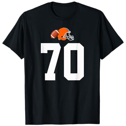 Americano Fútbol Casco Estilo Vintage Número 70 Camiseta