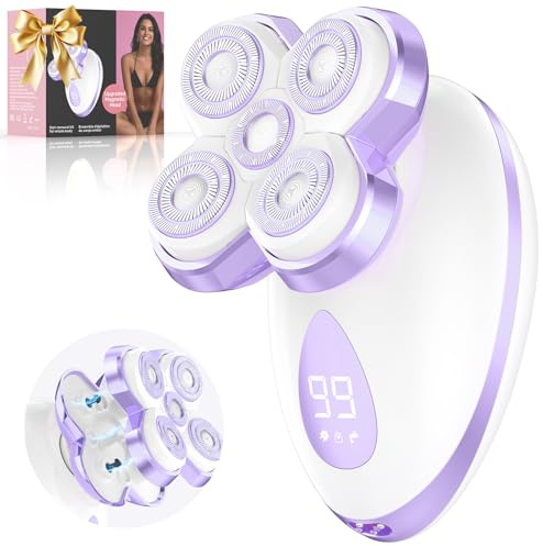 Electric Razors for Women - Upgraded Magnetic Electric Shaver for Women, Cordless Painless Hair Remover for Legs Bikini Face, Lady Trimmer for Sensitive Skin, Detachable and Waterproof, Purple