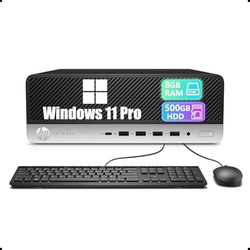 HP ProDesk 600 G3 SFF - Ordenador de sobremesa (Intel Core i3-6100, 8 GB de RAM, disco duro de 500 GB, WiFi, Bluetooth, teclado QWERTY de EE.UU., Windows 11 Pro (reacondicionado)