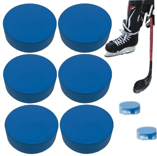 Porgeel 6 st hockeypuckar 3 x 1 lätta ishockeypuckar med nätväska officiell storlek skum för pinnhantering och träning, blå