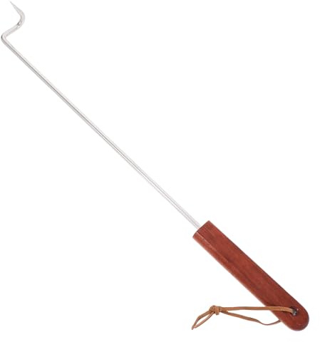 Yardenfun Gancio per Carne per Barbecue in Acciaio Inox con Manico in Legno Antiscivolo, Forchetta Multifunzionale per Grigliate Indoor e Outdoor, Accessorio Compatto per Campeggio e Cucina