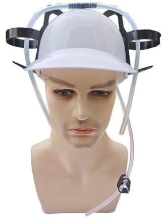 Lazy Drinking Helmet, Hands-Free Beer and Soda Hat, Novelty Party Drinking Cap with Dual Straws, Fun Birthday and Outdoor Drinking Accessory