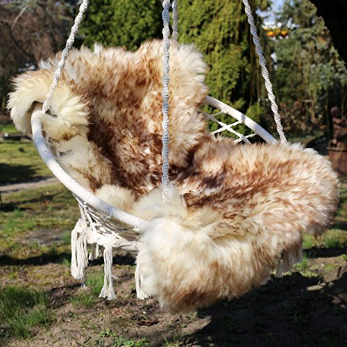 Hollert Lammfell Stracciatella 140-150 cm echtes Merino Schaffell kuschelig weich Teppich ökologische Gerbung von Deutschen Schäfereien Naturform Dekofell Premium Schaffell Läufer Sitzunterlage