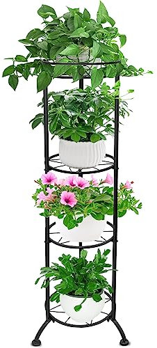 Giyiprpi Pflanzenständer Metall, 2 Etagen Stall Blumentopf ständer Blumenhocker Blumentopfständer für Innen- und Außen, Pflanzgefäß Display Halter für Wohnzimmer Balkon Garten (C)