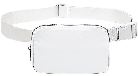 Hixingo Stylisch Bauchtasche für Damen und Herren, Hüfttasche Verstellbare Sport Groß Gürteltasche mit Reißverschluss für Outdoor Laufen Wandern Radfahren Gehen (20x5x14cm,Weiß)