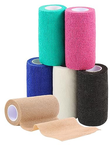 tigratigro 6 Rotoli Benda Elastica Coesiva 10cm x4.5m, Bendaggio Adesiva Coesiva Nastro Bendaggio Sportivo Non Tessuto Autoadesivo Benda Salvapelle Fasciature per Mani, Piedi, Ginocchia