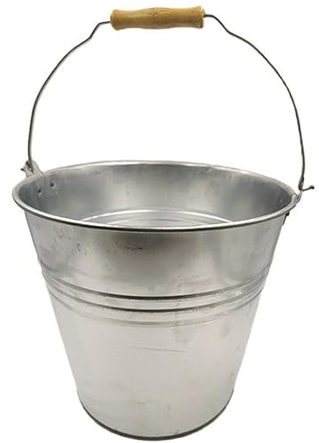 Virsus 1 Secchio in Metallo Zincato 2074, Capacità 12 Litri e Misura 30x26 cm, manico in legno, Secchio in Latta per Pulizia Giardino, raccolta e trasporto di Legna, Rifiuti Cenere, Vaso per Piante