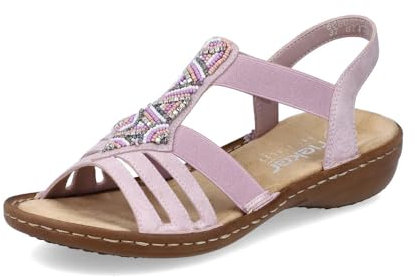 Rieker Damen Riemchensandalen 60801, Frauen Sandalen,Freizeitschuhe,offene Schuhe,Strandschuhe,Sandaletten,Sommersandalen,rosa (30),41 EU / 7.5 UK