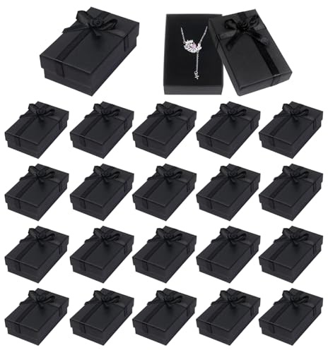 24pc Jewellery Gift Boxes with Lids - 8x5x2.5cm, Perfect for Necklaces, Bracelets - Birthday, Valentine's, Christmas (Black)