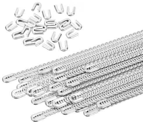 PATIKIL 4mm Spiral 304 Stainless Steel Boning, Flat Metal Corset Boning with 24 Steel Boning Tips for Corset Lacing Costume Hoop Skirt Making Supplies, 13.7 Inch, 24 Pcs(4mm WIDE)