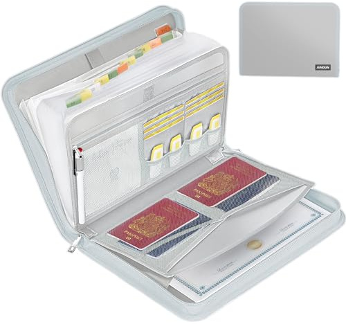 JUNDUN Fireproof Document Organiser with 13 Pockets for A4 Documents