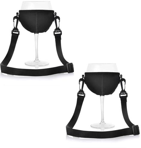 JOYOLA 2 Stück Weinglashalter Zum Umhängen, Weinglashalter für Den Hals Wein, Tragbarer Weinglashalter, Weinglashalter mit Trageband für Picknick Pool Festivals Hochzeit Geburtstag Party