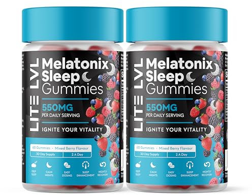 LITE LVL Twin Pack - 60 x 2 Sleep Supplement Gummies for Adults - Berry Bliss Flavoured Sleeping Gummies - Sleep Vitamins
