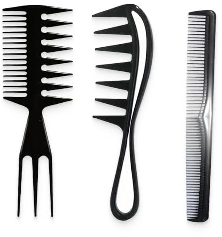 BDEPSTR 3 Pezzi Pettine A Coda Di Alta Qualità, Antistatico Professionale per Parrucchieri, Denti Larghi Set, per Casa