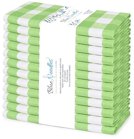 Blue Needles Gingham Buffalo Plaid Cotton Dinner Napkins Set of 12-18x18