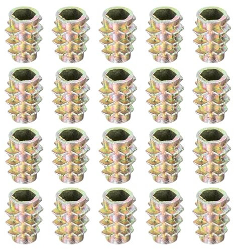sourcing map 50Pcs Hex Threaded Inserts, M4-0.7x10 Zinc Alloy Hex-Flush Thread Insert, Furniture Threaded Insert Nuts, Hex Socket Drive Threaded Insert Bolt for Wood Furniture Assortment