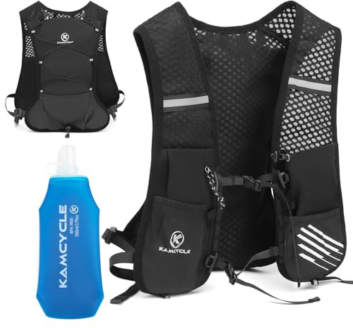 KAMCYCLE Sac à dos d'hydratation Course | Sac à dos de course Vélo | Ultraléger Sac à dos d'hydratation Trail Gilet d'hydratation, avec poche à eau 2L ou bouteille d'eau 500ML, sans BPA (sac à dos