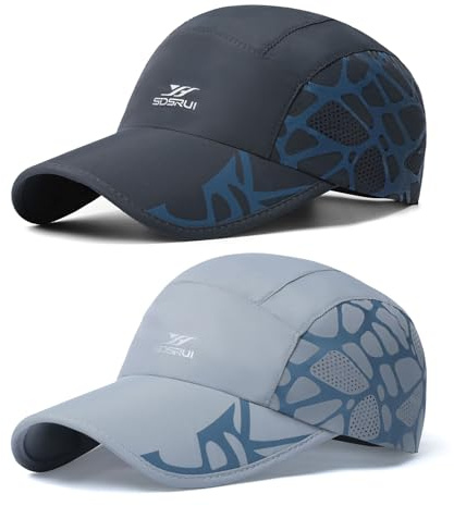TAGVO Casquette de Baseball Homme Femme, 2 Paquets de Casquette de Course à Pied Pliable et Légère, Protection Anti-UV Unisexe Casquette de Baseball Respirante en Maille à Séchage Rapide