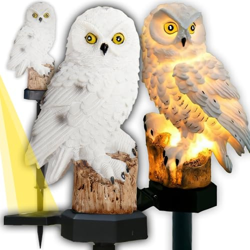 Retoo Luz Solar de Lechuza LED, Decoración de Jardín Resistente al Agua IP44, Altura 42 cm, Sensor de Crepúsculo, Lámpara Solar para Jardín, Balcón, Macetas, Figuras de Jardín, Luz de Sendero