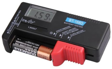 NOLITOY Tester Digitale Per Batterie Aa Aaa Da 9 v e 1,5 v Bt-168d Display Lcd, Plastica Rigida Resistente, Per Verifica Tensione e Stato Batterie Domestiche (nero