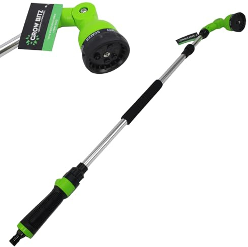 7 Dial Extendable Spray Lance for Garden & Greenhouse – Telescopic Watering Wand with Adjustable Head, Multi Spray Patterns, Ergonomic Grip & Snap-On Hose Connector for Indoor & Outdoor Plant Care