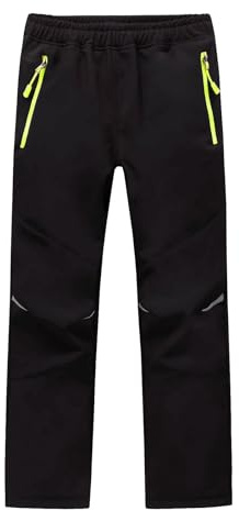 MEILONGER Jungen Mädchen Schneehose Skihose Wanderhose Wasserdicht Softshellhose Outdoorhose Winddicht Warm Snowboardhose Kinder Winter Trekkinghose (Schwarz 152)