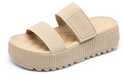 DREAM PAIRS Women's Platform Slip on Adjustable Sandals | Lightweight travel design, cushioned supportive footbed, water-resistant TPU material, adjustable straps