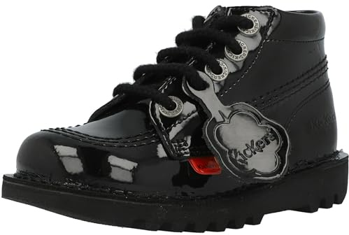 Kickers Kick Hi Zip Patent Junior Black Boots-UK 2.5 / EU 35