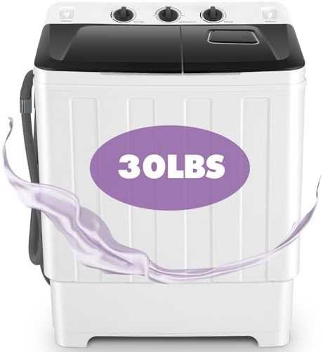Nictemaw Portable Washing Machine, 30Lbs Compact Washing Machine, Twin Tub Laundry Washer Machine with Drain Pump, Semi-Automatic 19Lbs Washer and 11Lbs Spinner Combo for Apartments, Dorms, RVs