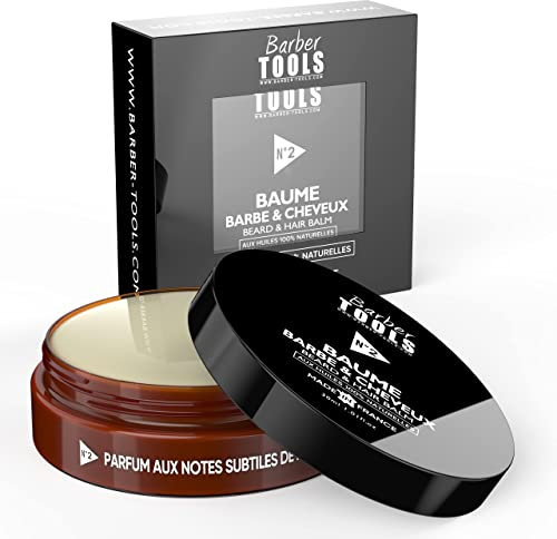 Barber Tools Beard Balm N°2 with 100% Natural Oils 30 ml - Made in France - Nourishes, Hydrated, Textured With 2 Waxes, 2 Butters, 5 Vegetable Oils, 2 Essential Oils, Vitamin E