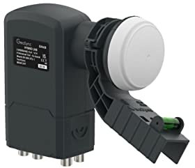 GeoSync Hybrid LNB 6 Output - 2 x Wideband and 4 x Quad - with Sky Compatible Bracket & Level for Use with Sky Q, Sky+, SkyHD or Freesat