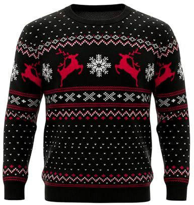Bresdk Jersey de Navidad Hombre Invierno Manga Larga Sueter de Punto | Jerseys Navideños Familiares Ugly Christmas Sweater Modernos Cuello Redondo