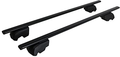 OMAC Dachträger Grundtäger kompatibel mit Seat Leon mk3 2012-2020 Metall 75kg Schwarz 2tlg Geschlossene Reling für Fahrradträger, Dachboxen, Skiträger Abschließbar