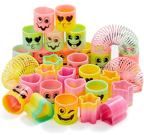 JOYIN 30 Pcs Spring Rainbow Party Bag Fillers for Kids, Mini Fidget Toys for Kids Toy, Stress Coil Mini Springs Bulk Toys for Carnival Prize Birthday Pinata Party Favours, Goodie Bag Stuffers