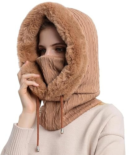 YIDOUJIN Pasamontañas Termico para Mujer, Gorro de Forro Cálido Invierno Capucha Polar Máscara de Esquí Balaclava Multifuncional para Esquiar Ciclismo al Aire Libre, Talla única