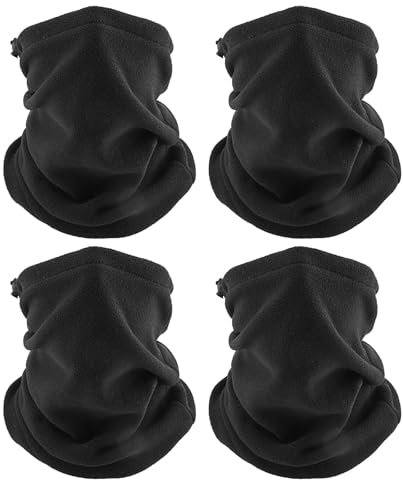EUPSIIU 4 Stück Schlauchschal Herren Damen Winter Loop Schal Weichem Elastisc Halswärmer Ski Maske Motorrad Laufen Schlauchschal Fleece Gefüttert Multifunktionstuch, Schwarz, Einheitsgröße (4 Stück)