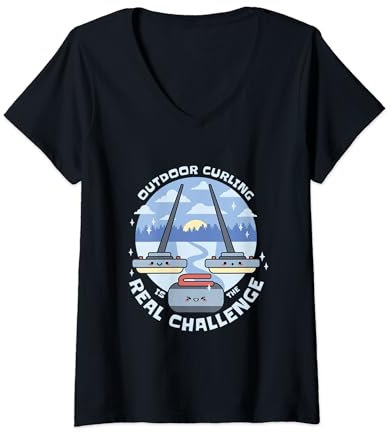 Damen Eisstockschießen im Winter — der ultimative Eissport T-Shirt mit V-Ausschnitt