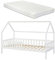 [en.casa] Kinderbett Ydre Hausbett mit Matratze Weiß 90 x 200 cm Holzbett mit Rausfallschutz und Lattenrost 2 Montagearten Bodenbett Hochbett mit Stauraum Jugendbett