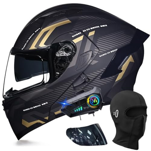 ACLFFSHOP Motorradhelm mit Bluetooth Klapphelm Modulare Helm, ECE Zertifiziert Integralhelm mit Doppelvisier, mit Eingebautem Mikrofon für Automatische Reaktion, für Frauen Männer M~XXL