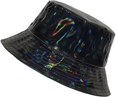 Manfnee Rave Eimer Hut für Männer Frauen Wasserdicht Regenhut Metallisch Hip Hop Hut Breiter Fischerhut Sonnenhut