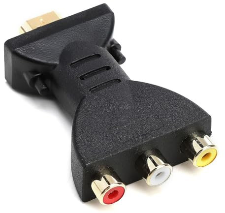 Hukneqn HDMI to AV RGB RCA Converter, 1080P High Definition Audio Video Adapter with Gold Plated Interface, Universal HDMI to 3 RGB Adapter, Video Audio Converter Compatible with TV Laptop