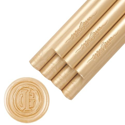 JAGERGREEN Glue Gun Wax Seal Sticks for Wax Seal Stamp, 8 Pcs Gold Sealing Wax Sticks 11mm for Wedding Invitation, Card Envelopes, Christmas Cards, Greeting Cards, Gifts Wrapping, Scrapbook supplies