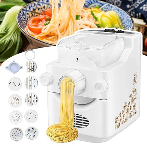 Automatisk Pastamaskin, Hushållspastamaskin, 360° Degknådning/3-5 Personer/Uppgraderade Omrörningsklor Elektrisk Pastamaskin, 11 Formar - Gör Nudlar Och Dumplings