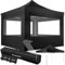 tectake® Alu Pavillon 3x3, Faltpavillon klappbar, wasserdicht, Partyzelt mit 4 Seitenwänden, inkl. Spannseile, Heringe und Tasche, Überdachung Balkon, Terrasse, Garten Pavillion - schwarz