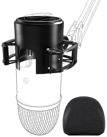 Borenbuir [Custom Built for Blue Yeti Shock Mount with Pop Filter], 2025 Upgraded Version - Metal Frame & Elastic Suspension Design, Equipped with 3/8 or 1/4 Screw Adapter
