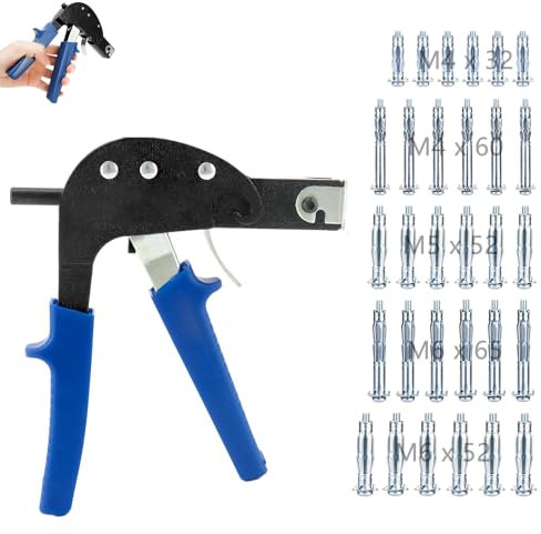 Kit d Outils de Réglage D ancrage Mural, Outil de Réglage en Métal pour Ancrage Mural Robuste, Fixation pour Cavités Pince de Montage, Avec 30 vis d ancrage Murales Creuses, Pour Surfaces Murales