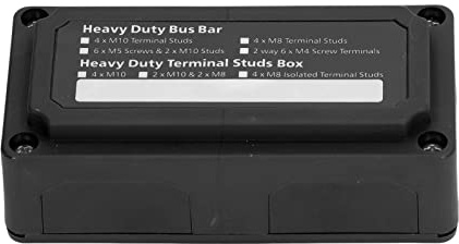 Pretfy Boîte à Barres de Bus 300A Bloc de Distribution, Jonction électrique avec Bornes à Bornes en Acier Inoxydable M10 pour RV, Yacht, Automobile, Marin (Noir)