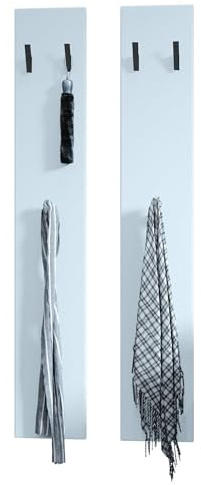 InnoFurn Garderobenpaneel Roma M140, Moderne Wandgarderobe mit 6 Kleiderhaken, Made in Germany, Wandpaneel für Flur & Eingansbereich, Weiß matt (24 x 140 x 2 cm)