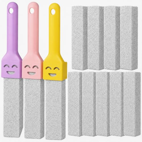 Toilet Pumice Stone with 3 Handles, 9 Pack - Heavy Duty Cleaning Pumice Stones for Toilet Bowl Limescale, Rust & Hard Water Stains | Safe on Porcelain, Sinks, Tiles & BBQ Grills